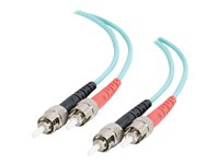 C2G ST-ST 10Gb 50/125 OM3 Duplex Multimode PVC Fiber Optic Cable (LSZH) - Cable de red - modo múltiple ST (M) a modo múltiple ST (M) - 3 m - fibra óptica - impresión a dos caras - 50/125 micras - OM3 - sin halógenos - agua 85506