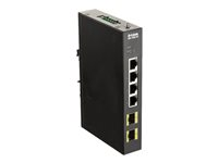 D-Link DIS 100G-6S - Conmutador - sin gestionar - 4 x 10/100/1000 + 2 x 100/1000 SFP - montaje en riel DIN, montaje en pared DIS-100G-6S