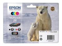 Epson 26 Multipack - Paquete de 4 - negro, amarillo, cián, magenta - original - cartucho de tinta - para Expression Premium XP-510, 520, 600, 605, 610, 615, 620, 625, 700, 710, 720, 800, 810, 820 C13T26164010