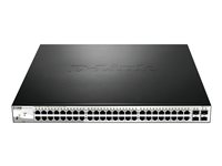 D-Link DGS 1210-52MP - Conmutador - inteligente - 48 x 10/100/1000 (PoE) + 4 x combo Gigabit - sobremesa, montaje en rack - PoE (370 W) DGS-1210-52MP/E