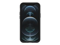 OtterBox Symmetry Series+ - Carcasa trasera para teléfono móvil - con MagSafe - policarbonato, goma sintética - negro - para Apple iPhone 12, 12 Pro 77-80138