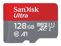 SanDisk Ultra - Tarjeta de memoria flash (adaptador microSDXC a SD Incluido) - 128 GB - A1 / UHS Class 1 / Class10 - microSDXC UHS-I SDSQUAR-128G-GN6MA?RET