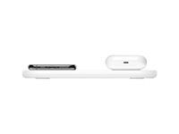 Belkin Dual - Base de carga inalámbrica + adaptador de corriente CA - 15 vatios - blanco - para Apple iPhone 11, 11 Pro, 11 Pro Max, 8, 8 Plus, X, XR, XS, XS Max; Samsung Galaxy Note10, Note10+, S10, S10+, S10e WIZ008VFWH