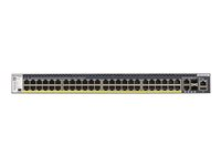NETGEAR M4300-52G-PoE+ - Conmutador - L3 - Gestionado - 2 x 10/100/1000/10000 + 2 x 10 Gigabit SFP+ + 48 x 10/100/1000 (PoE+) - flujo de aire de delante hacia atrás - montaje en rack - PoE+ (480 W) GSM4352PA-100NES