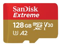 SanDisk Extreme - Tarjeta de memoria flash (adaptador microSDXC a SD Incluido) - 128 GB - A2 / Video Class V30 / UHS-I U3 / Class10 - microSDXC UHS-I SDSQXAA-128G-GN6AA