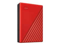 WD My Passport WDBPKJ0040BRD - Disco duro - cifrado - 4 TB - externo (portátil) - USB 3.2 Gen 1 - AES de 256 bits - rojo WDBPKJ0040BRD-WESN