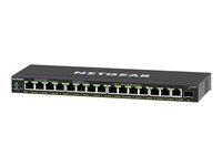 NETGEAR Plus GS316EPP - Conmutador - Gestionado - 15 x 10/100/1000 (PoE+) + 1 x SFP - sobremesa, montaje en pared - PoE+ (231 W) GS316EPP-100PES
