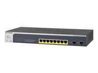 NETGEAR Smart GS510TPP - Conmutador - L3 Lite - inteligente - 8 x 10/100/1000 (PoE+) + 2 x SFP - sobremesa, montaje en rack - PoE+ (190 W) GS510TPP-100EUS