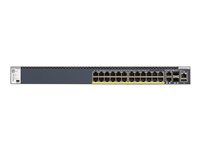 NETGEAR M4300-28G-PoE+ - Conmutador - L3 - Gestionado - 2 x 10/100/1000/10000 + 2 x 10 Gigabit SFP+ + 24 x 10/100/1000 (PoE+) - flujo de aire de delante hacia atrás - montaje en rack - PoE+ (480 W) GSM4328PA-100NES