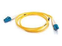 C2G LC-LC 9/125 OS1 Duplex Singlemode PVC Fiber Optic Cable (LSZH) - Cable de interconexión - modo simple LC (M) a modo simple LC (M) - 15 m - fibra óptica - impresión a dos caras - 9/125 micrones - OS1 - sin halógenos - amarillo 85610