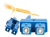 C2G LC-SC 9/125 OS1 Duplex Singlemode PVC Fiber Optic Cable (LSZH) - Cable de interconexión - modo sencillo SC (M) a modo simple LC (M) - 10 m - fibra óptica - impresión a dos caras - 9/125 micrones - OS1 - sin halógenos - amarillo 85591
