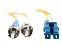 C2G LC-ST 9/125 OS1 Duplex Singlemode PVC Fiber Optic Cable (LSZH) - Cable de interconexión - modo simple ST (M) a modo simple LC (M) - 3 m - fibra óptica - impresión a dos caras - 9/125 micrones - OS1 - sin halógenos - amarillo 85597