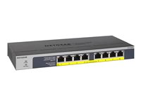 NETGEAR GS108LP - Conmutador - 8 x 10/100/1000 (PoE+) - sobremesa, montaje en rack, montaje en pared - PoE+ (60 W) - alimentación cc GS108LP-100EUS