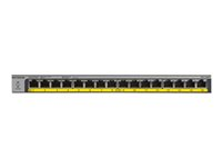 NETGEAR GS116LP - Conmutador - 16 x 10/100/1000 (PoE+) - sobremesa, montaje en rack, montaje en pared - PoE+ (76 W) - alimentación cc GS116LP-100EUS