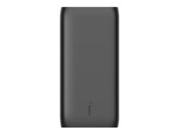 Belkin - Cargador portátil - 20000 mAh - 30 vatios - Fast Charge, PD - 2 conectores de salida (USB, USB-C) - negro BPB002BTBK