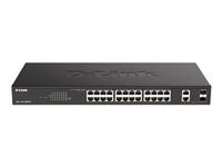 D-Link DGS 1100-26MPV2 - Conmutador - inteligente - 24 x 10/100/1000 (PoE) + 2 x Gigabit SFP combinado - sobremesa, montaje en rack - PoE (370 W) DGS-1100-26MPV2/E