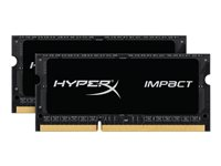 HyperX Impact Black Series - DDR3L - kit - 16 GB: 2 x 8 GB - SO DIMM de 204 espigas - 1600 MHz / PC3L-12800 - CL9 - 1.35 / 1.5 V - sin búfer - no ECC HX316LS9IBK2/16