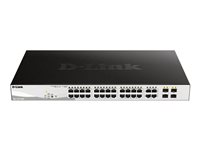 D-Link DGS 1210-28MP - Conmutador - inteligente - 24 x 10/100/1000 (PoE+) + 4 x combo Gigabit - sobremesa, montaje en rack - PoE+ (370 W) DGS-1210-28MP/E