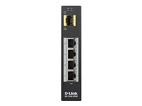 D-Link DIS 100G-5PSW - Conmutador - sin gestionar - 4 x 10/100/1000 (PoE+) + 1 x Gigabit SFP - montaje en riel DIN, montaje en pared - PoE+ (120 W) - alimentación cc DIS-100G-5PSW
