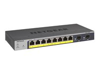 NETGEAR Smart GS110TPv3 - Conmutador - inteligente - 8 x 10/100/1000 (PoE) + 2 x SFP - sobremesa, montaje en pared - PoE+ (55 W) - alimentación cc GS110TP-300EUS