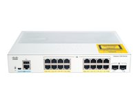 Cisco Catalyst 1000-16P-2G-L - Conmutador - Gestionado - 16 x 10/100/1000 (PoE+) + 2 x Gigabit SFP (enlace ascendente) - montaje en rack - PoE+ (120 W) C1000-16P-2G-L