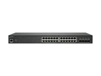 SonicWall Switch SWS14-24 - Conmutador - Gestionado - 24 x 10/100/1000 + 4 x 10 Gigabit SFP+ - montaje en rack - con Asistencia 24x7 durante 3 años 02-SSC-8374