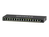 NETGEAR Plus GS316EP - Conmutador - Gestionado - 15 x 10/100/1000 (PoE+) + 1 x SFP - sobremesa, montaje en pared - PoE+ (180 W) GS316EP-100PES