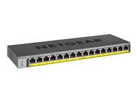 NETGEAR GS116PP - Conmutador - sin gestionar - 16 x 10/100/1000 (PoE+) - sobremesa, montaje en rack, montaje en pared - PoE+ (183 W) - alimentación cc GS116PP-100EUS