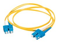 C2G SC-SC 9/125 OS1 Duplex Singlemode PVC Fiber Optic Cable (LSZH) - Cable de interconexión - modo sencillo SC (M) a modo sencillo SC (M) - 2 m - fibra óptica - impresión a dos caras - 9/125 micrones - OS1 - sin halógenos - amarillo 85569