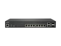 SonicWall Switch SWS12-10FPOE - Conmutador - Gestionado - 10 x 10/100/1000 (PoE+) + 2 x Gigabit SFP - sobremesa - PoE+ (130 W) - NFR, demostración 02-SSC-4866