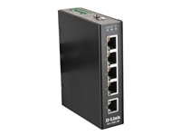 D-Link DIS 100E-5W - Conmutador - sin gestionar - 5 x 10/100 - montaje en riel DIN, montaje en pared - alimentación cc DIS-100E-5W