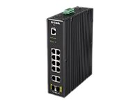 D-Link DIS 200G-12S - Conmutador - Gestionado - 10 x 10/100/1000 + 2 x SFP - montaje en riel DIN, montaje en pared - CA 120/230 V / CC 46 - 54 V DIS-200G-12S